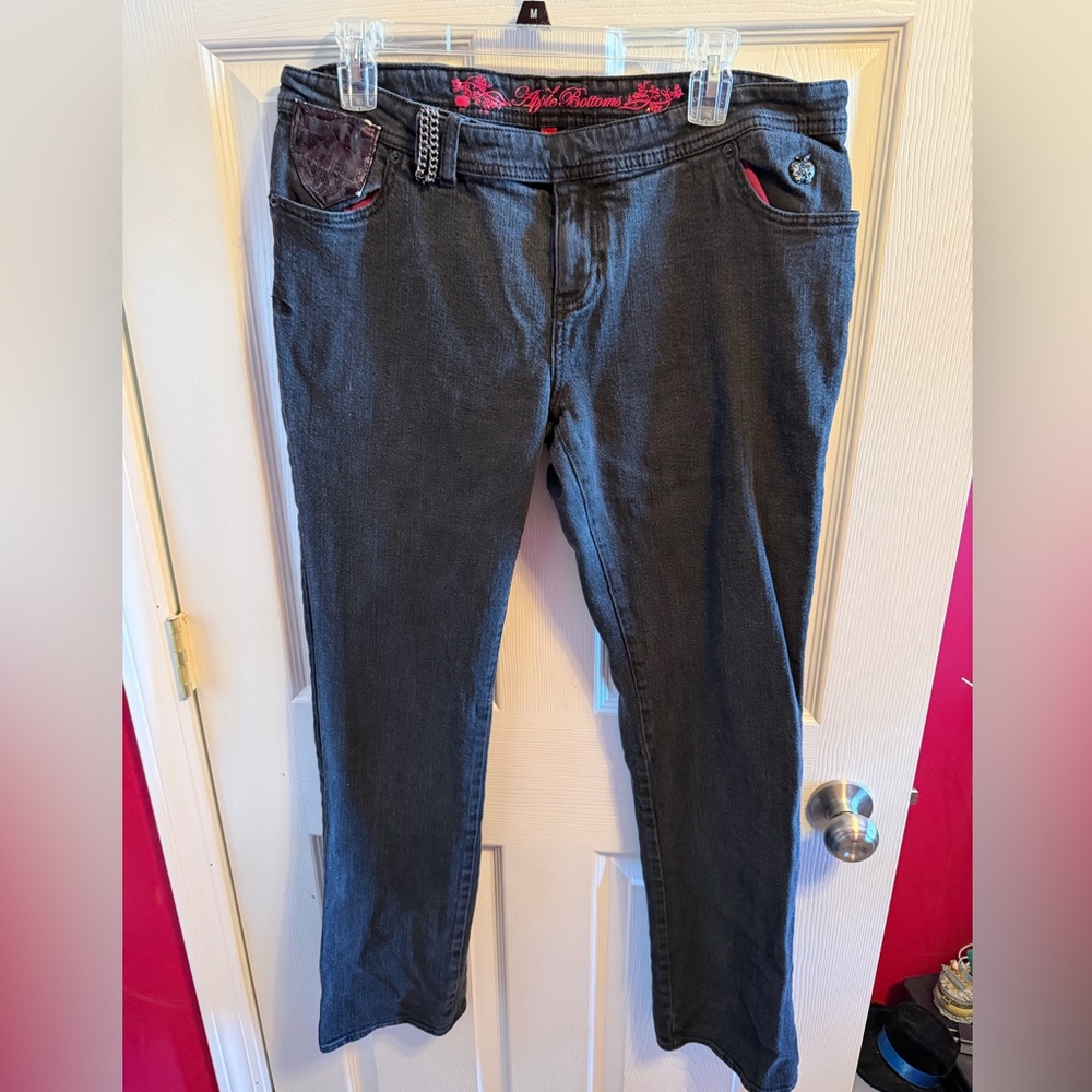 Vintage Apple Bottoms black chain Sz 13/14 Jeans.